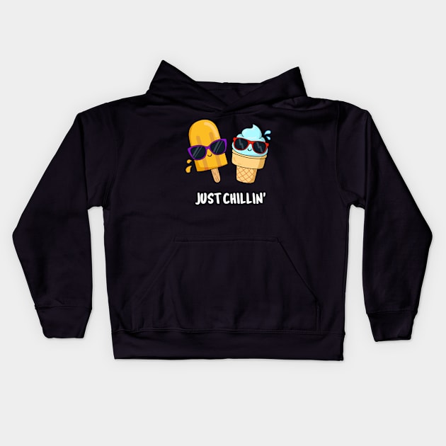 Just Chillin Cute Ice Cream Pun Kids Hoodie by punnybone